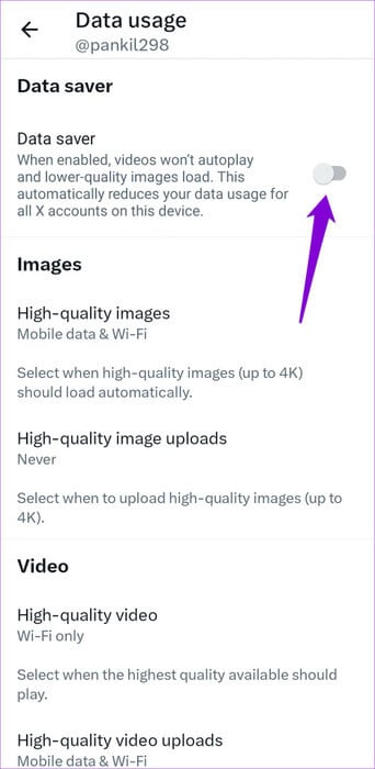 Turn-Off-Data-Saver-in-Twitter-500x1024-1 أفضل 7 إصلاحات لعدم عمل الصوت على Twitter على Android أو iPhone