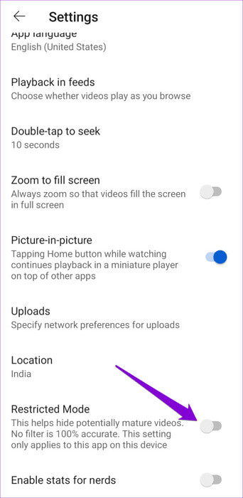 Turn-Off-Restricted-Mode-in-YouTube-App-500x1024-1 10 طرق لإصلاح خطأ خادم YouTube 400 على Android وiPhone