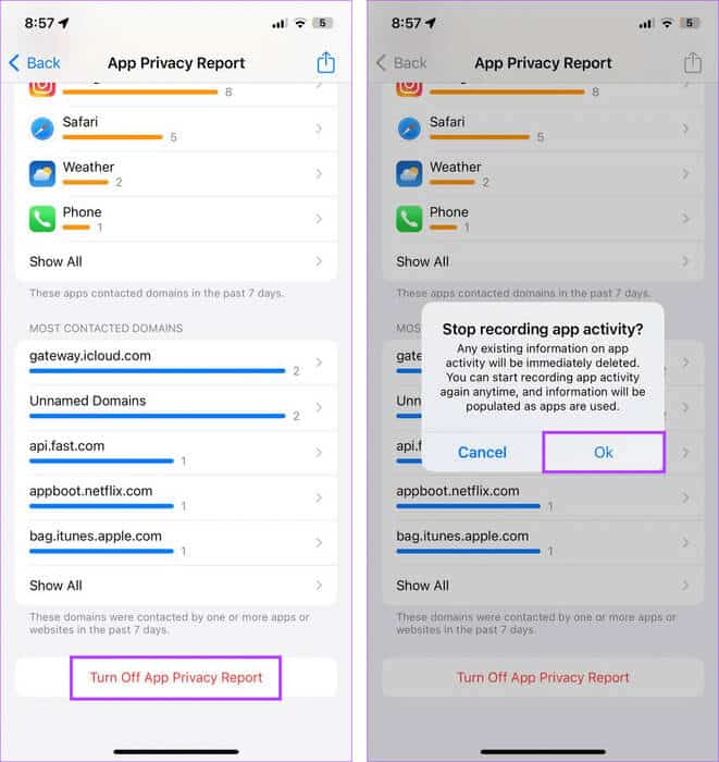 Turn-off-App-Privacy-Report ما هو تقرير خصوصية التطبيقات على iPhone وكيفية استخدامه
