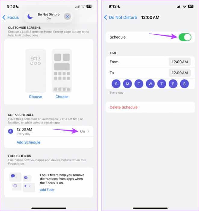 Turn-off-DND-schedule-768x813-1 9 طرق لإصلاح اختفاء الخلفية على iPhone