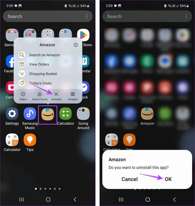 Uninstall-Amazon-app-on-Android 8 طرق لإصلاح عدم عمل تطبيق Amazon على Android و iPhone