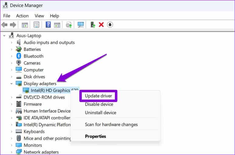 Update-Graphics-Driver-on-Windows أفضل 6 إصلاحات لخطأ DirectX "تعذر تخصيص ذاكرة كافية" على Windows