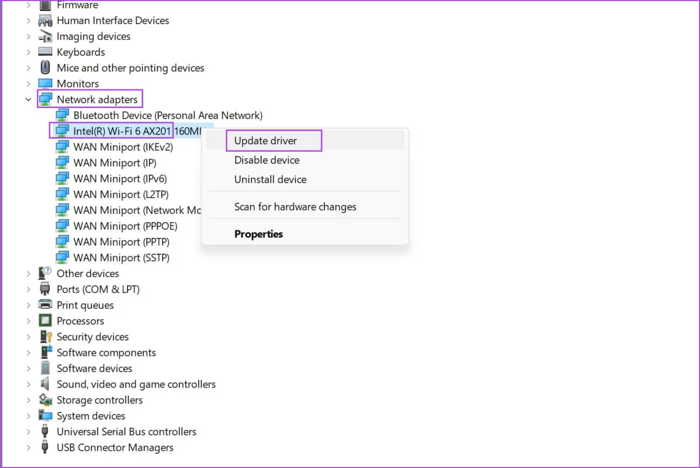 Update-Intel-Driver 7 طرق لإصلاح مشكلات برنامج التشغيل أو الأجهزة لمحول Intel Wi-Fi 6 AX201