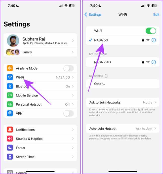 WiFi-Settings-iPhone 3 طرق لمشاركة كلمات مرور Wi-Fi من Mac إلى iPhone والعكس