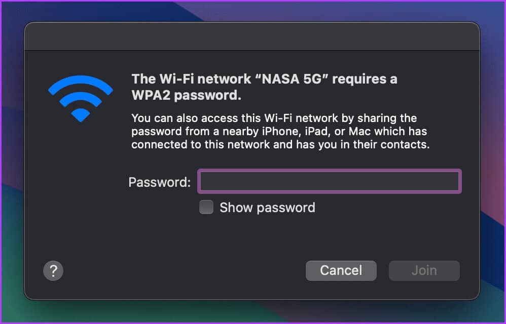 Wifi-Password-Pop-up-Mac 3 طرق لمشاركة كلمات مرور Wi-Fi من Mac إلى iPhone والعكس