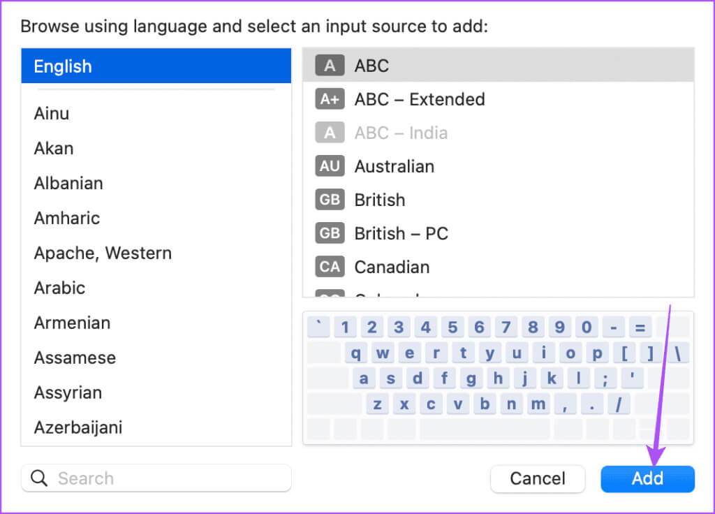 add-english-as-input-language-mac-1024x736-1 أفضل 4 إصلاحات لعدم عمل النص التنبؤي المضمن على Mac