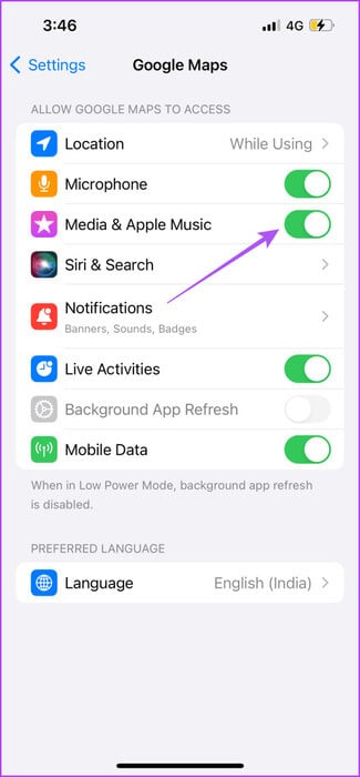 allow-media-and-apple-music-google-maps-iphone-475x1024-1 أفضل 8 إصلاحات لعدم عمل Apple Music في Google Maps على iPhone