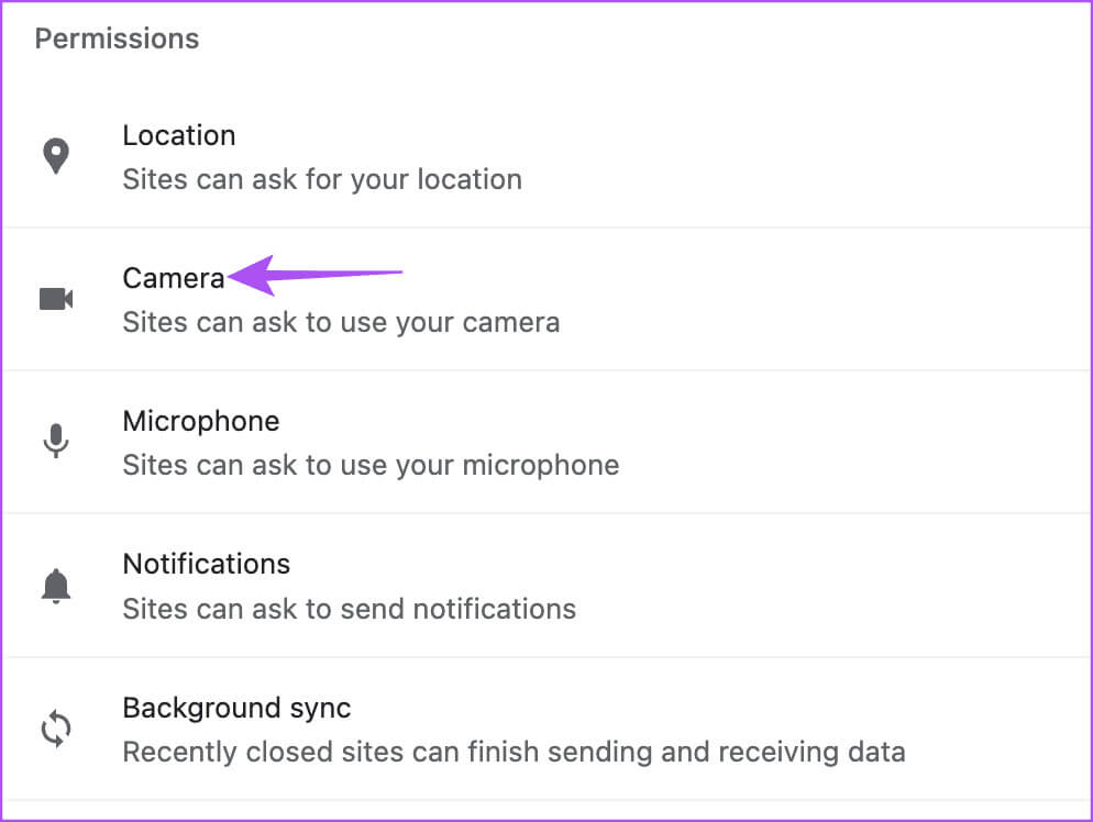 camera-site-settings-chrome أفضل 7 إصلاحات لعدم عمل FaceTime على Windows 11