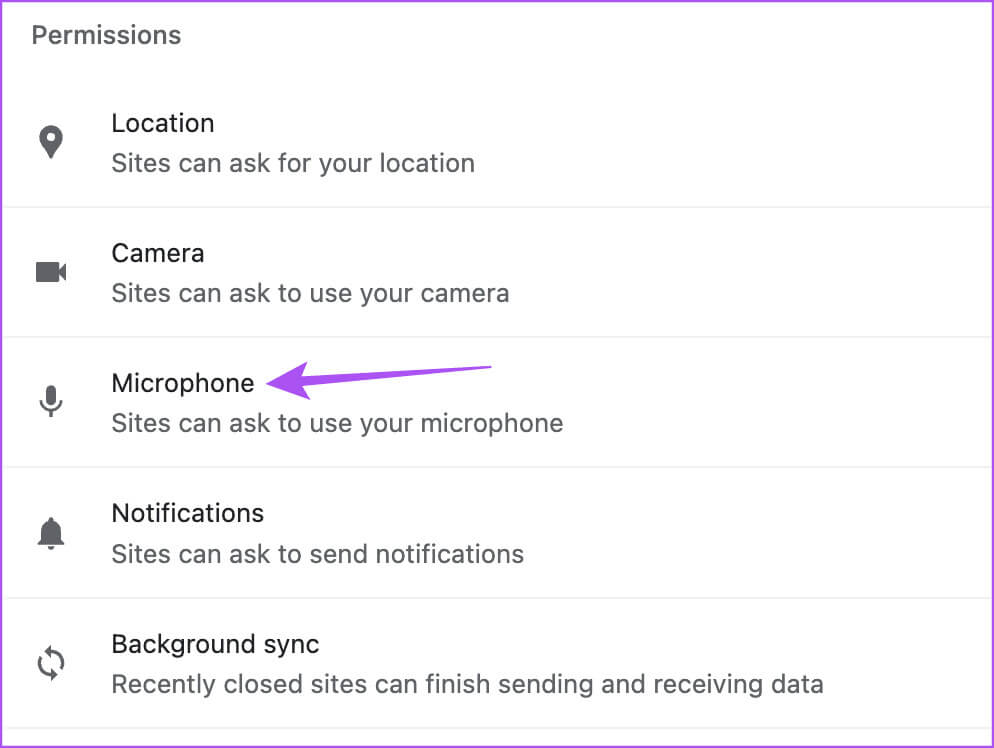 microphone-site-settings-chrome-browser أفضل 7 إصلاحات لعدم عمل FaceTime على Windows 11