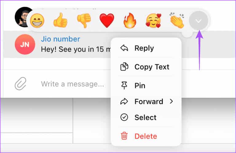 more-emoji-reactions-telegram-desktop-768x497-1 كيفية استخدام تفاعلات الرسائل في Telegram على الهاتف المحمول وسطح المكتب