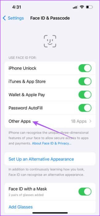 other-apps-face-id-settings-iphone-1-475x1024-1-e1700694555843 أفضل 5 طرق لقفل التطبيقات على iPhone