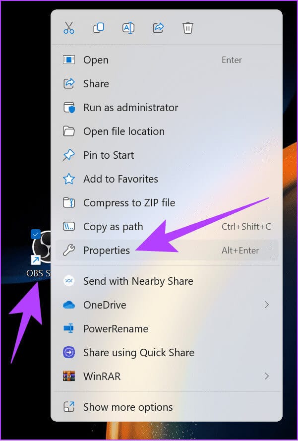 right-click-OBS-and-choose-properties 12 طريقة لإصلاح استمرار تعطل OBS على Windows