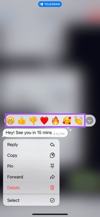 send-message-reaction-telegram-app-iPhone-473x1024-1 كيفية استخدام تفاعلات الرسائل في Telegram على الهاتف المحمول وسطح المكتب