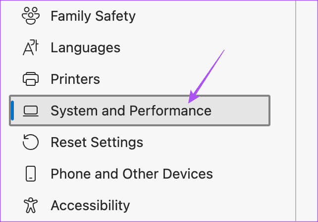 system-and-performance-settings-edge-browser أفضل 7 إصلاحات لعدم عمل FaceTime على Windows 11