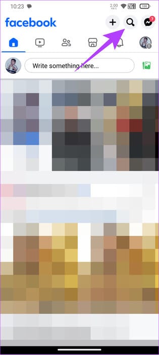 tap-the-search-button-to-open-the-search-feature كيفية إزالة الإعجابات على Facebook على جهاز الكمبيوتر والهاتف المحمول