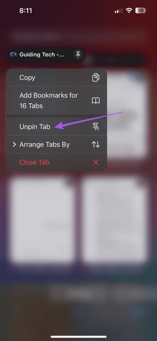unpin-tab-safari-iphone-473x1024-1 كيفية تثبيت علامات التبويب في Safari على iPhone وiPad وMac
