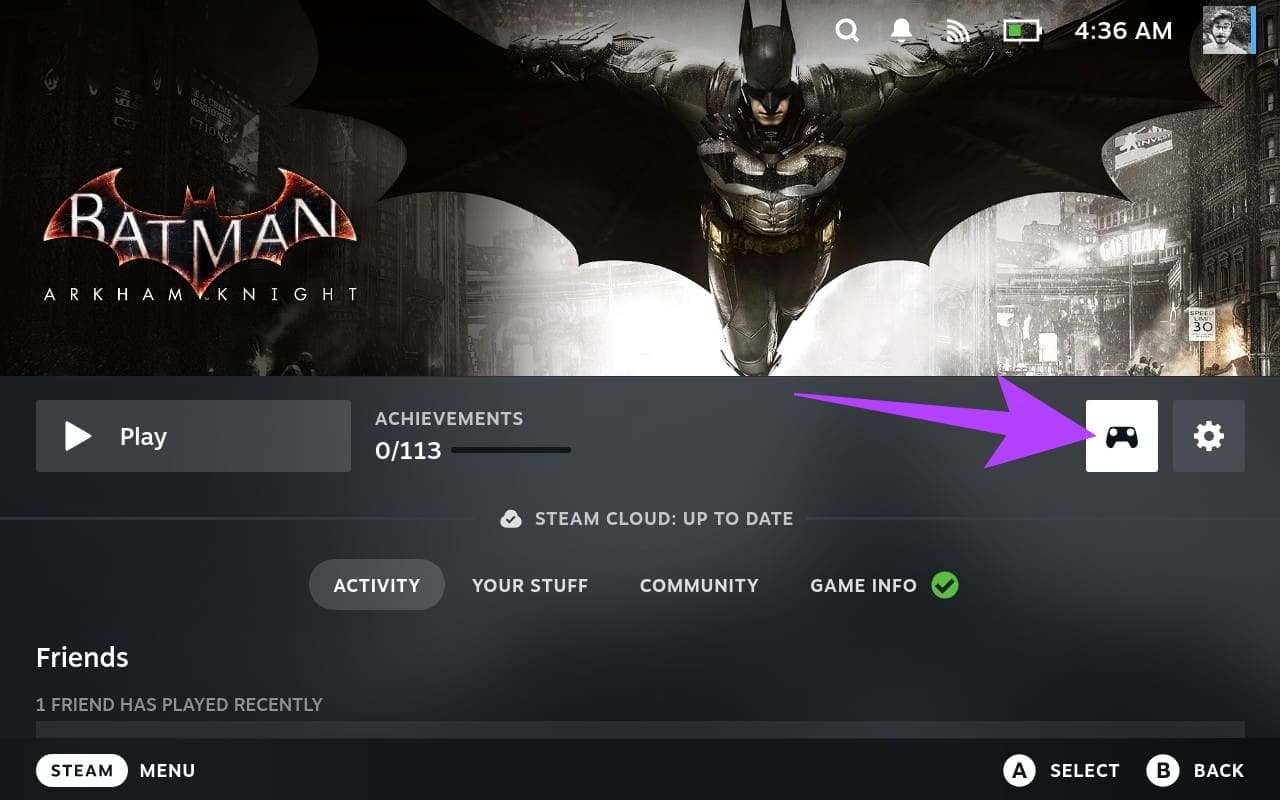2.-Click-on-the-controller-icon-next-to-the-game-title كيفية التحقق من معايرة الجيروسكوب وإيقافه على جهاز Steam Deck