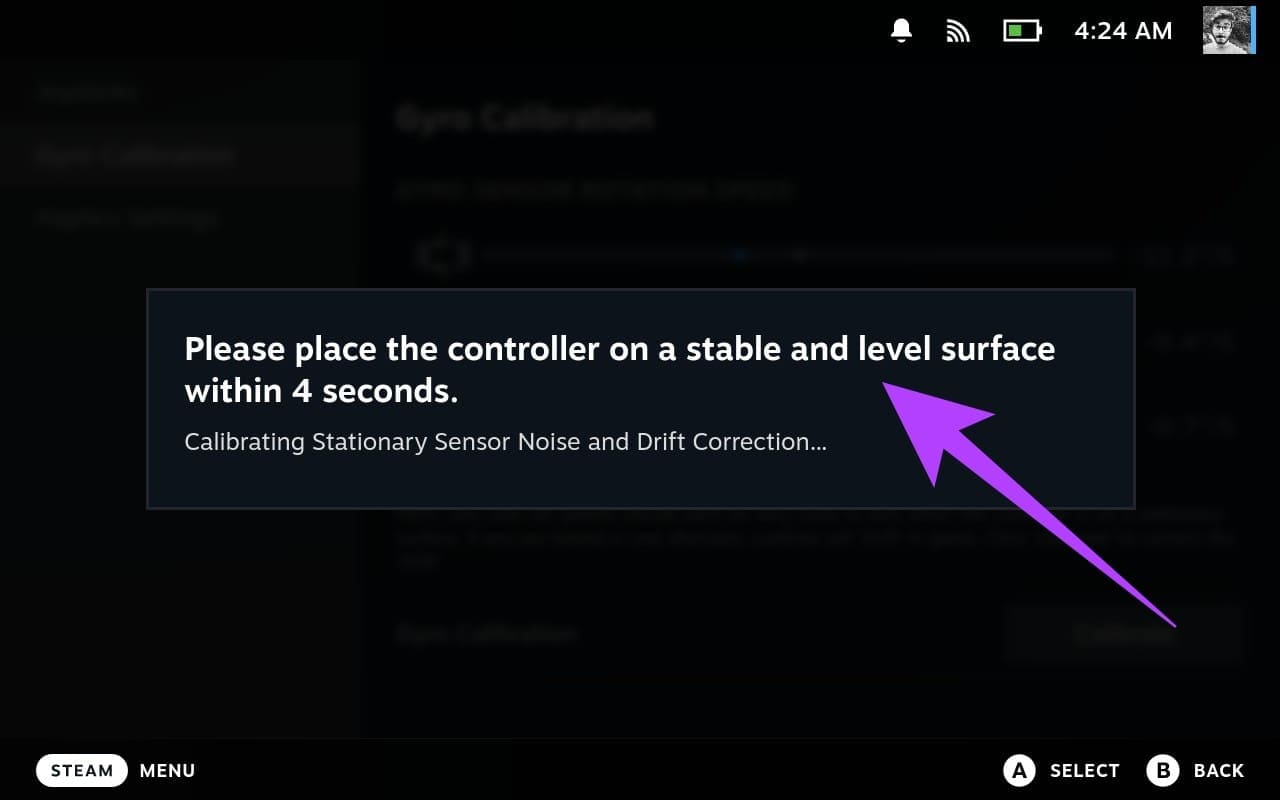 2.-quickly-place-your-Steam-Deck-down-on-a-flat-stable-surface كيفية التحقق من معايرة الجيروسكوب وإيقافه على جهاز Steam Deck