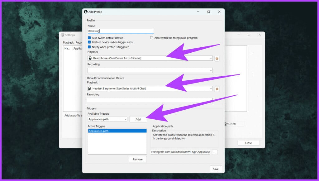 4.-Inside-the-Add-Profile-window-you-can-select-the-Playback-and-Communication-device-1024x581-1 كيفية تغيير مخرج الصوت على Windows باستخدام مفتاح التشغيل السريع