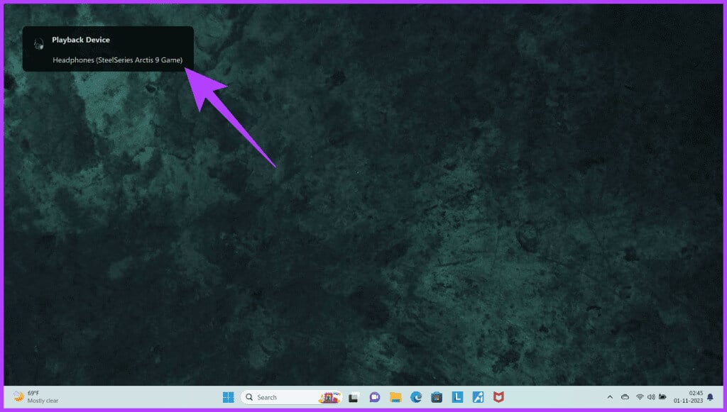 5.-There-will-be-a-notification-for-the-same-in-the-top-left-corner-of-your-screen-1024x581-1 كيفية تغيير مخرج الصوت على Windows باستخدام مفتاح التشغيل السريع