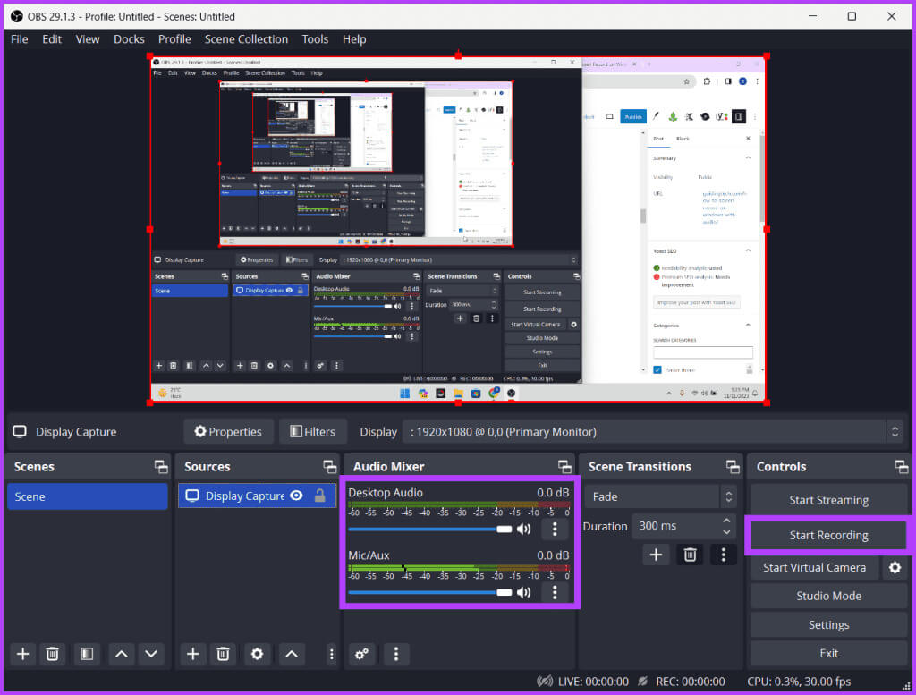 Adjust-sound-and-click-Start-Recording-1024x777-1 5 طرق سهلة لحفظ تسجيل Windows بالصوت
