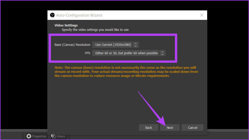 Adjust-the-Base-Resolution-and-FPS 5 طرق سهلة لحفظ تسجيل Windows بالصوت
