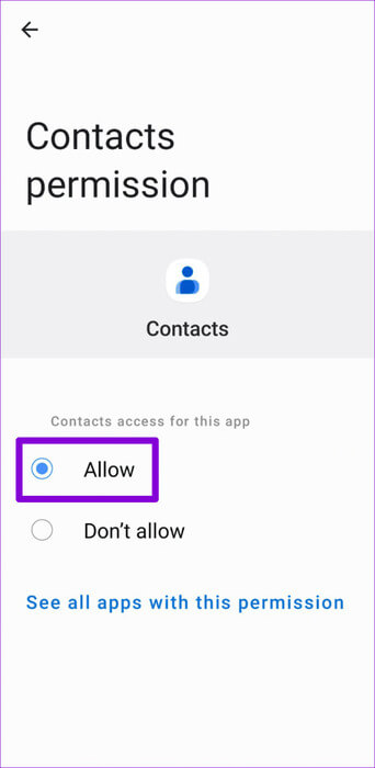 Allow-Google-Contacts-App-Permissions-on-Android-500x1024-1 أفضل 7 إصلاحات لعدم حفظ جهات الاتصال على Android