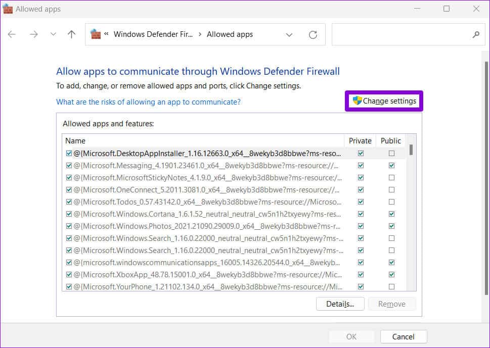 Change-Settings-in-Windows-Firewall أفضل 7 إصلاحات لعدم تحديث Roblox على Windows