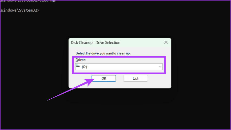 Choose-the-drive-you-want-to-clean-and-click-OK كيفية إزالة الملفات غير المرغوب فيها من Windows