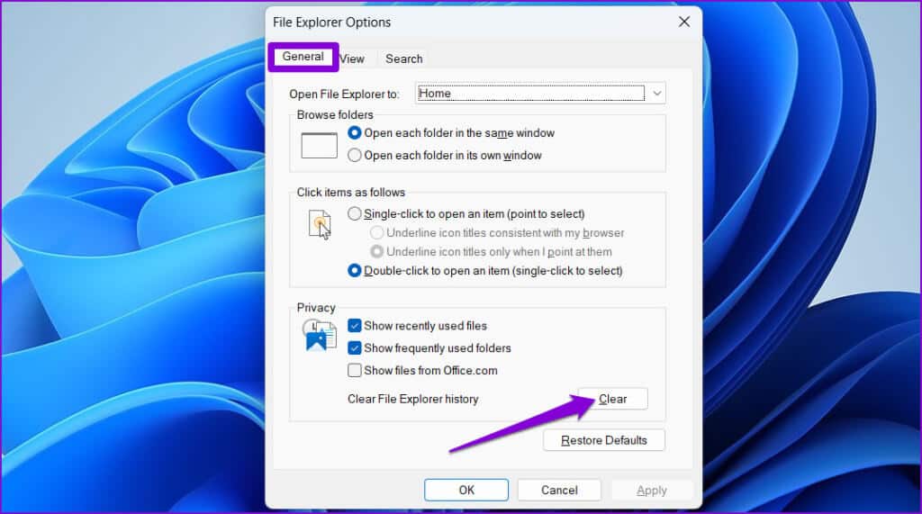Clear-File-Explorer-History-5-1024x571-1 كيفية إزالة الملفات الأخيرة من الوصول السريع في Windows 11