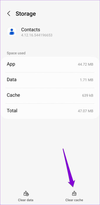 Clear-Google-Contacts-App-Cache-500x1024-1 أفضل 7 إصلاحات لعدم حفظ جهات الاتصال على Android