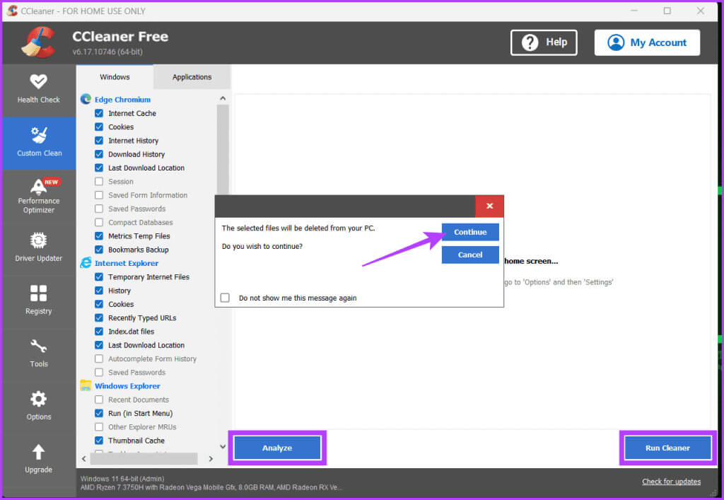 Click-Analyze-to-check-the-files-press-the-Run-Cleaner-button-and-select-Continue-1024x707-1 كيفية إزالة الملفات غير المرغوب فيها من Windows