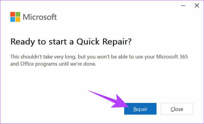 Click-Repair-to-confirm 9 طرق لإصلاح رمز خطأ Microsoft Office 147-0