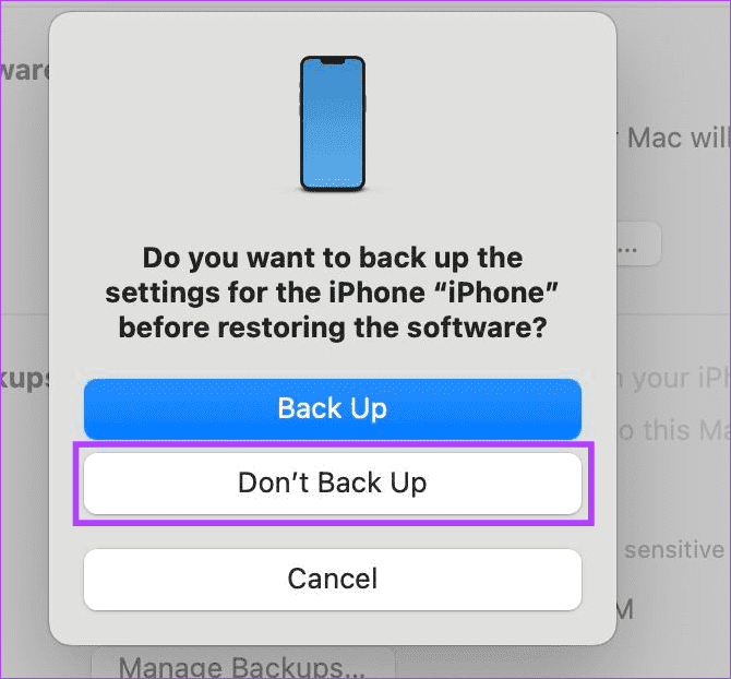 Click-on-dont-back-up هل يمكنك استرجاع سجل المكالمات المحذوفة على iPhone؟