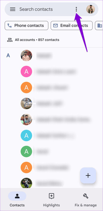 Contacts-App-on-Android-500x1024-1 أفضل 7 إصلاحات لعدم حفظ جهات الاتصال على Android