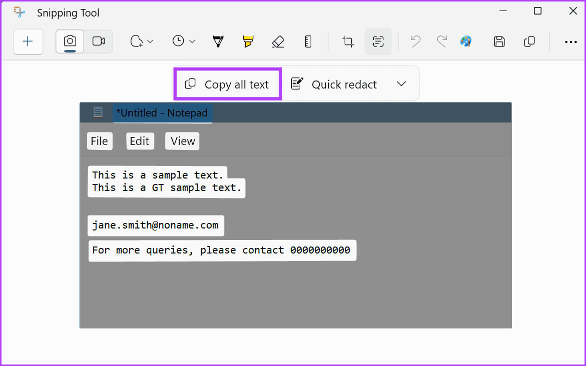 Copy-all-text كيفية استخدام إجراءات أداة قص النص في Windows 11