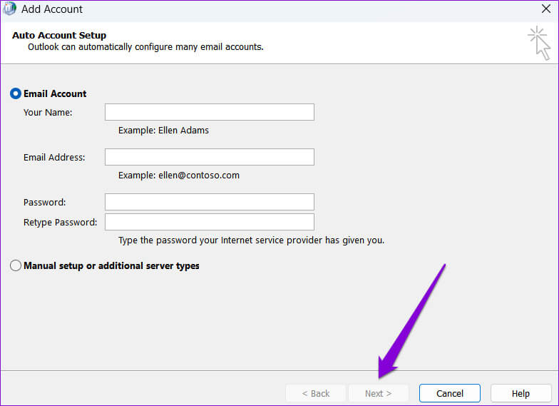 Create-New-Outlook-Profile أهم 7 إصلاحات لخطأ "فشل العملية" في Microsoft Outlook على Windows