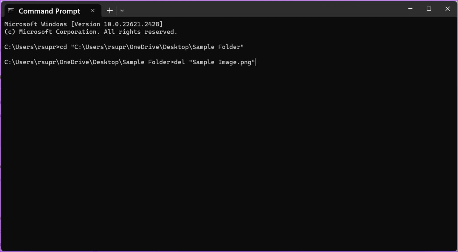 Delete-File-in-CMD-1536x847-1 كيفية فتح الملفات والمجلدات في CMD على Windows