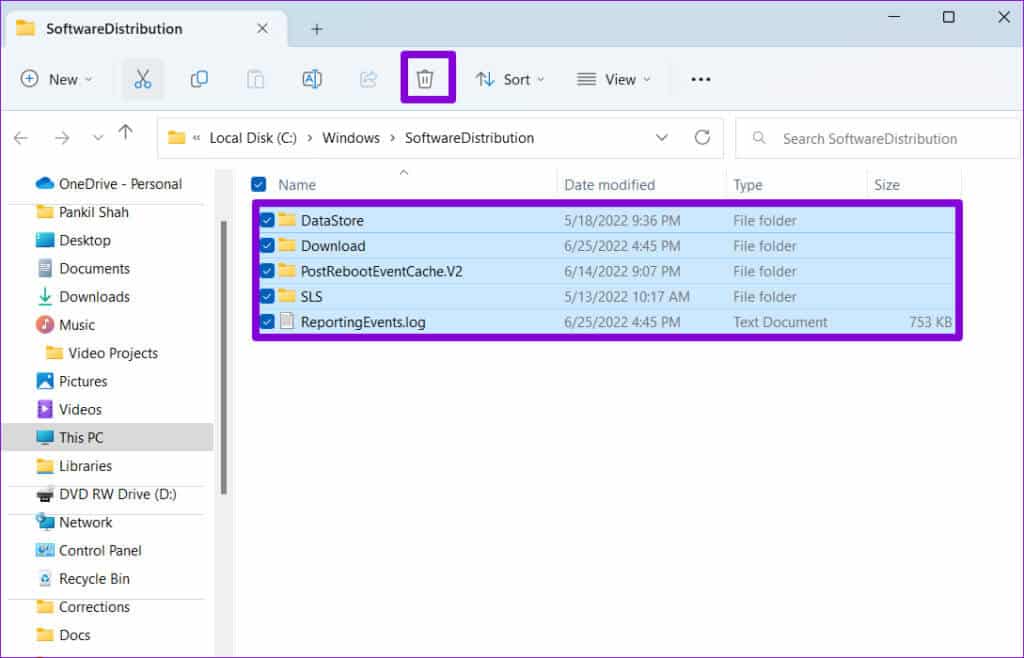 Delete-Windows-Update-Files-From-SoftwareDistribution-Folder-1024x658-1 أفضل 9 إصلاحات لخطأ "شيء ما لم يسير كما هو مخطط له" في Windows 11