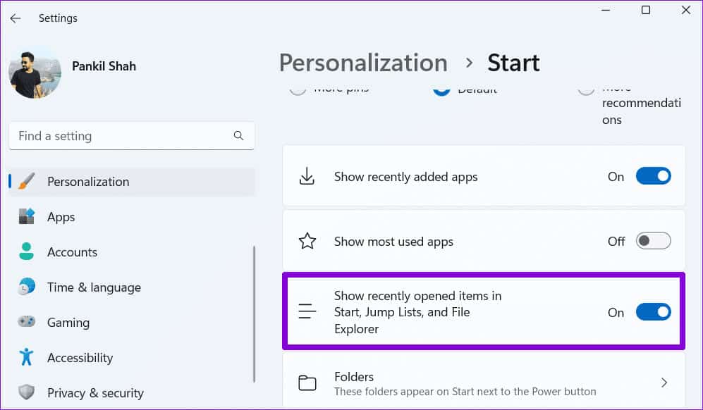 Disable-Items-From-Jump-Lists-and-File-Explorer-2 كيفية إزالة الملفات الأخيرة من الوصول السريع في Windows 11