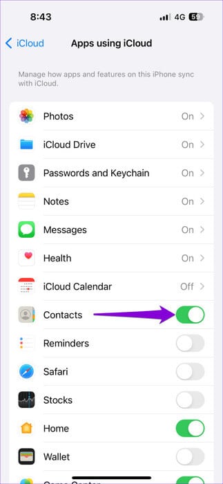 Disable-iCloud-Sync-for-Contacts-on-iPhone-473x1024-1 أفضل 5 إصلاحات لعدم حفظ جهات الاتصال على iPhone
