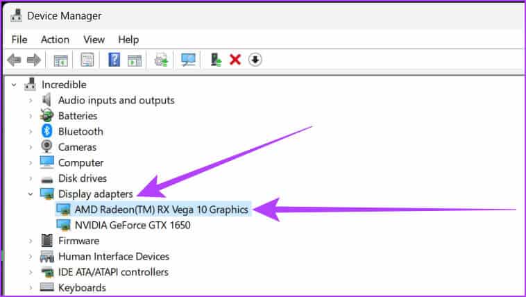Double-click-on-Display-adapters-and-AMD-Radeon 11 إصلاحًا لعدم عمل برنامج AMD Adrenalin أو فتحه
