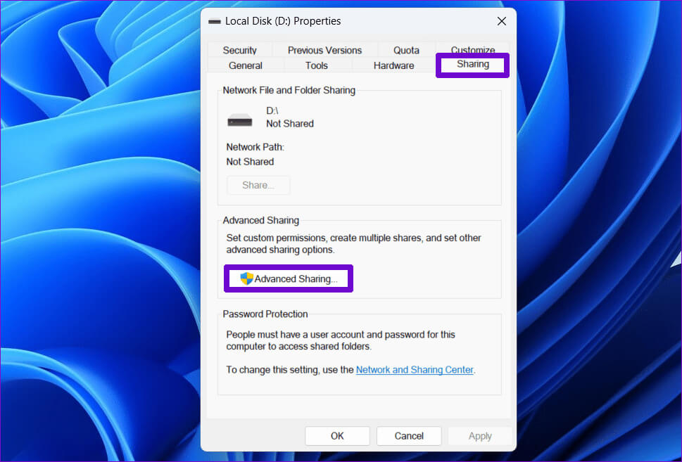 Drive-Sharing-Permission-on-Windows أفضل 7 إصلاحات لخطأ "الامتياز المطلوب لا يحتفظ به العميل" على Windows