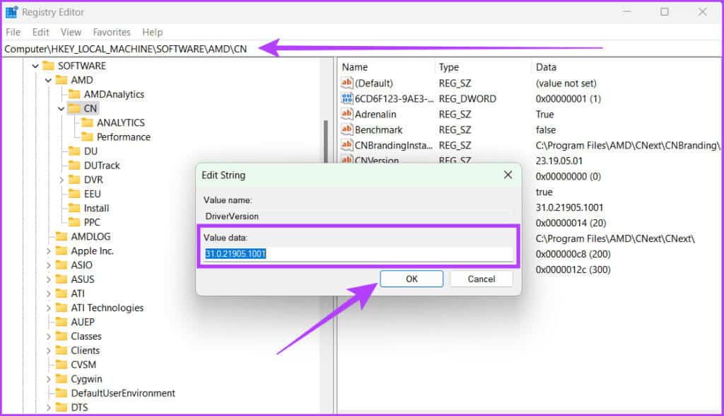 Enter-the-following-command-and-in-the-DriverVersion-string-enter-the-value-copied-1024x588-1 11 إصلاحًا لعدم عمل برنامج AMD Adrenalin أو فتحه