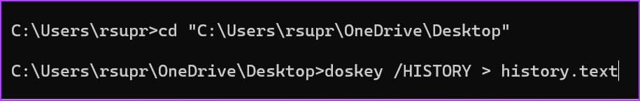 Export-History كيفية عرض سجل موجه الأوامر (CMD) على Windows