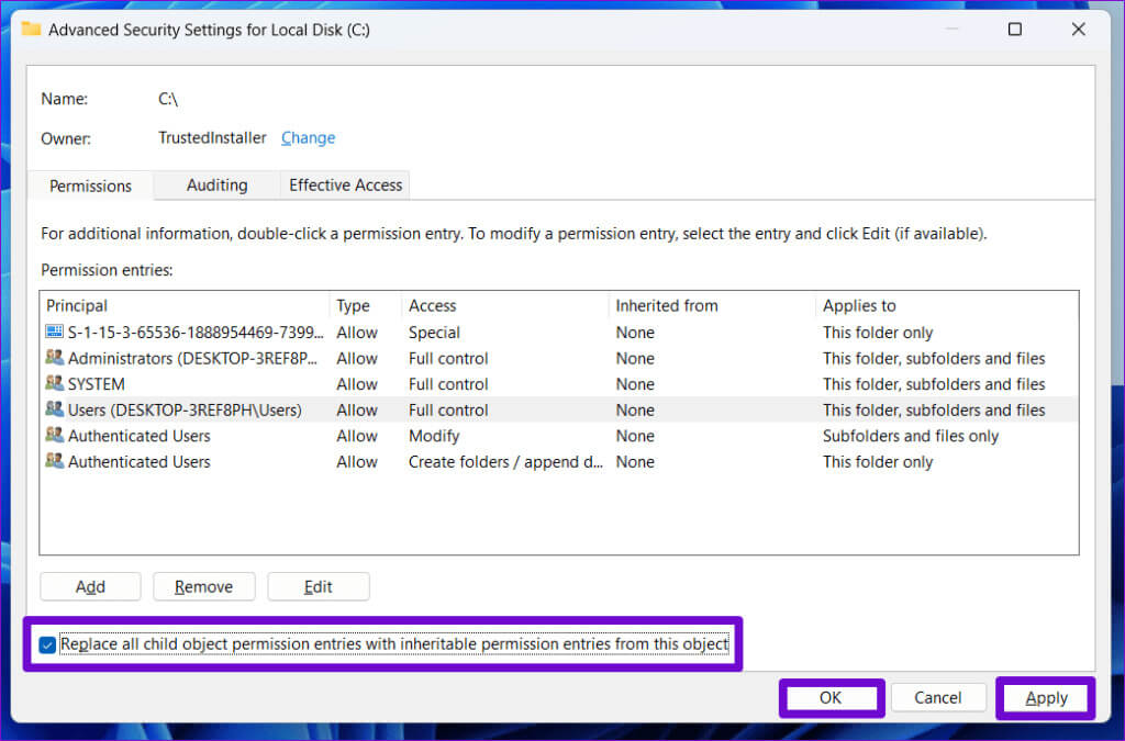 Gain-Full-Control-Over-C-Drive-on-Windows-1024x675-1 أفضل 7 إصلاحات لخطأ "الامتياز المطلوب لا يحتفظ به العميل" على Windows