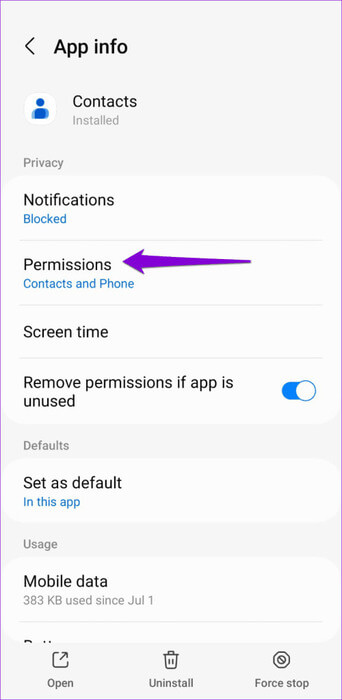 Google-Contacts-App-Permissions-on-Android-500x1024-1 أفضل 7 إصلاحات لعدم حفظ جهات الاتصال على Android