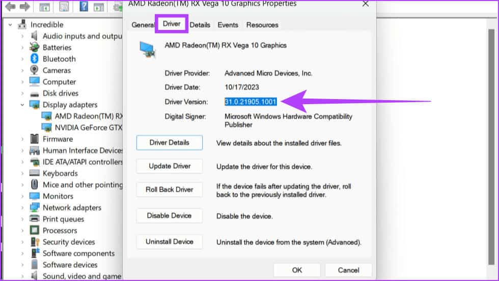 Head-to-Driver-tab-and-copy-number-next-to-Driver-version 11 إصلاحًا لعدم عمل برنامج AMD Adrenalin أو فتحه