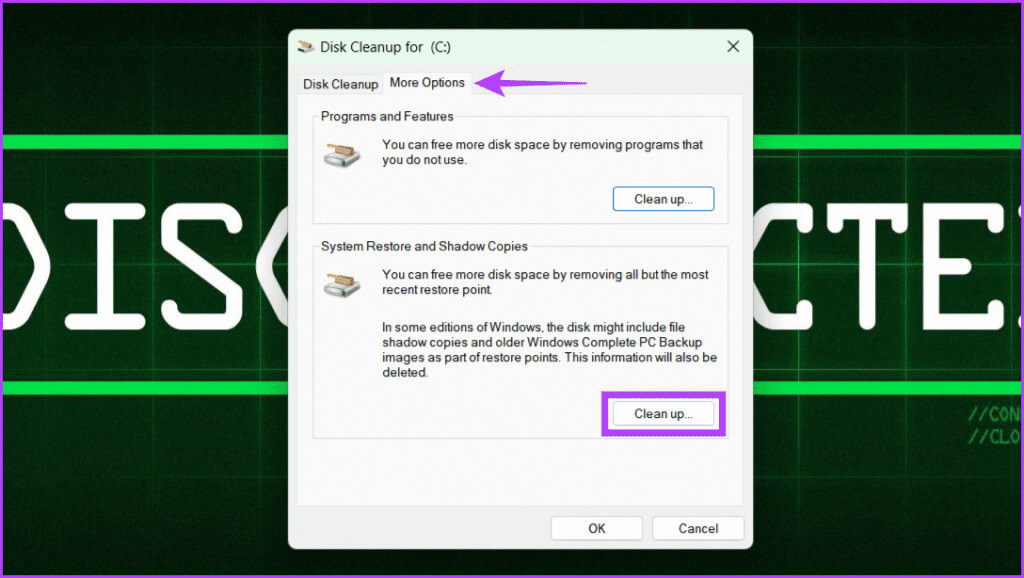 Head-to-More-Options-tab-and-click-the-Clean-Up-button-1024x578-1 كيفية إزالة الملفات غير المرغوب فيها من Windows