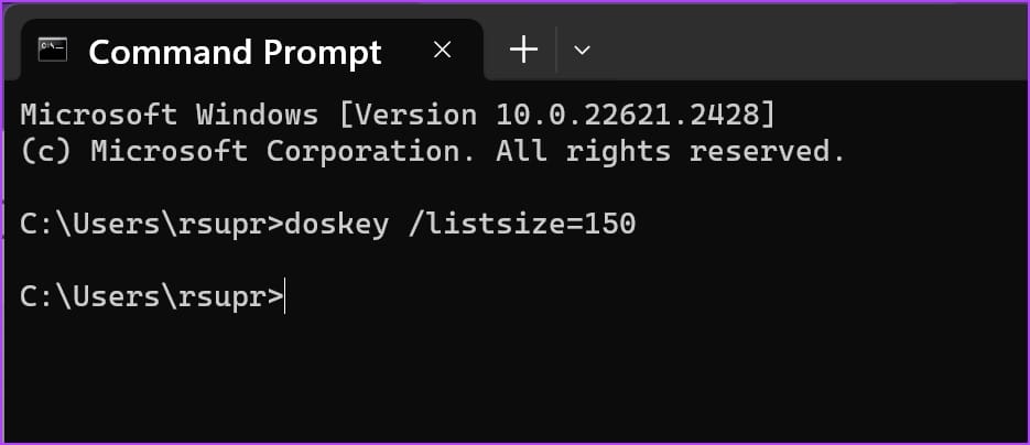Increase-History-Size كيفية عرض سجل موجه الأوامر (CMD) على Windows